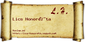 Lics Honoráta névjegykártya
